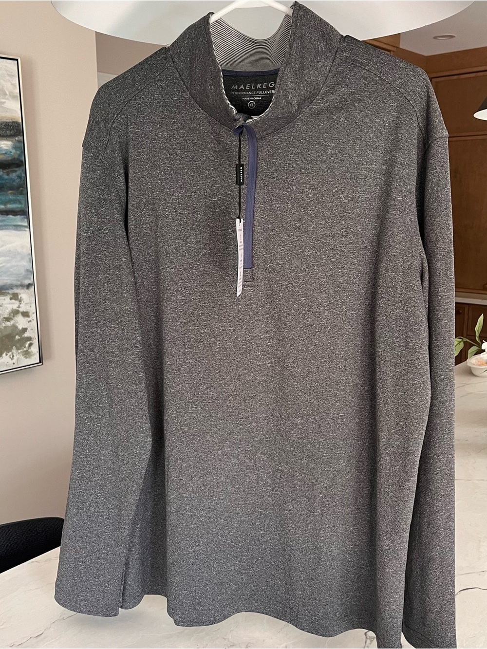 MAELROG Men's Charcoal Zip-Up Sweater Pullover
